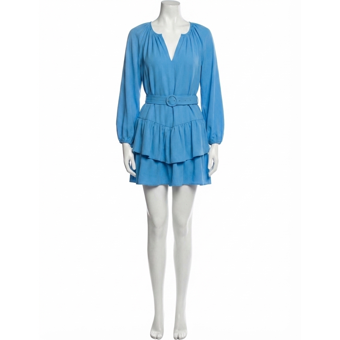 New Amanda Uprichard Cleobelle Long Sleeve Tiered Mini Dress In Blue